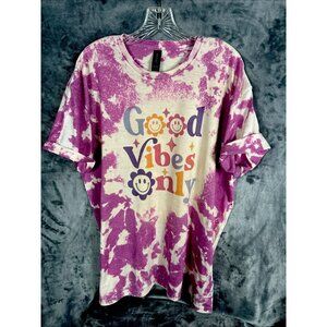 Women’s Shirt Good Vibes Only Tie-Dye Bleached Purple Size Extra Large